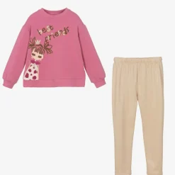 Girls Pink & Gold Leggings Set