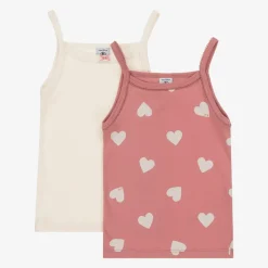Girls Pink & Ivory Organic Cotton Vests (2 Pack)