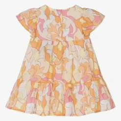 Girls Pink & Orange Cotton Dress