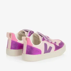 Girls Pink & Purple V-10 Leather Trainers