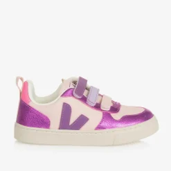 Girls Pink & Purple V-10 Leather Trainers