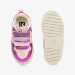 Girls Pink & Purple V-10 Leather Trainers