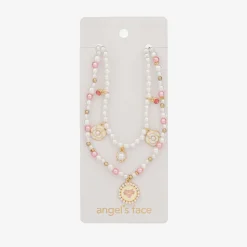 Girls Pink & White Pearl Necklace (41cm)