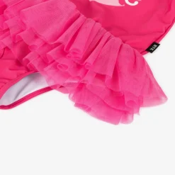 Girls Pink Barbie Tutu Swimsuit