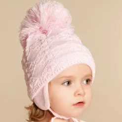 Girls Pink Cassie Giant Pom-Pom Hat