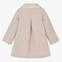 Girls Pink Collared Coat