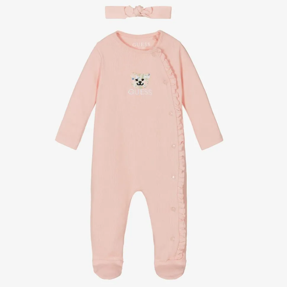 Girls Pink Cotton Babysuit Set
