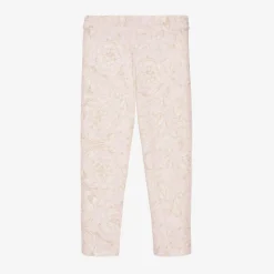 Girls Pink Cotton Barocco Print Leggings