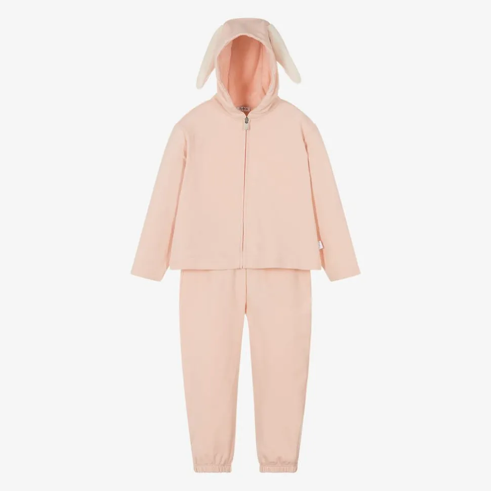 Girls Pink Cotton Bunny Tracksuit