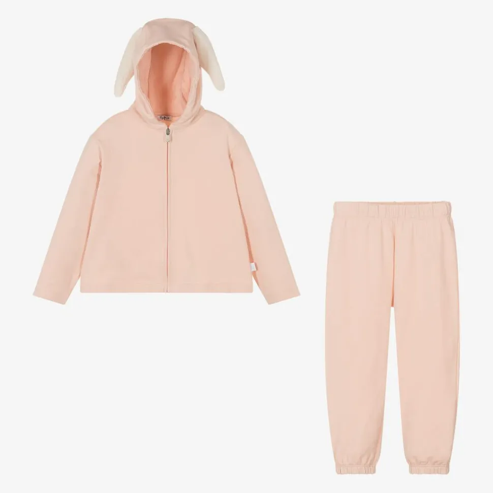 Girls Pink Cotton Bunny Tracksuit