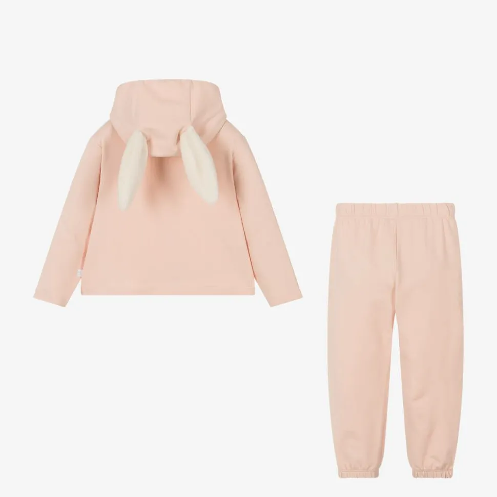 Girls Pink Cotton Bunny Tracksuit