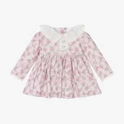 Girls Pink Cotton Floral Dress