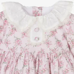 Girls Pink Cotton Floral Dress