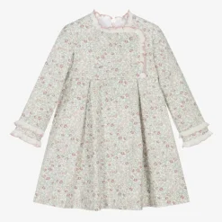 Girls Pink Cotton Floral Dress