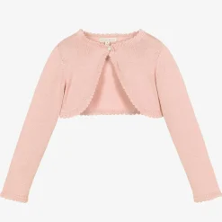 Girls Pink Cotton Knit Bolero Cardigan