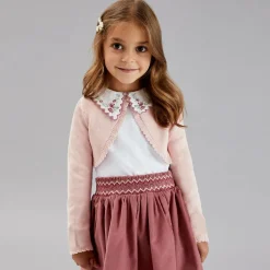Girls Pink Cotton Knit Bolero Cardigan