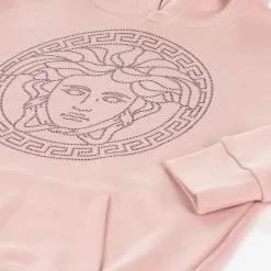 Girls Pink Cotton Medusa Logo Hoodie