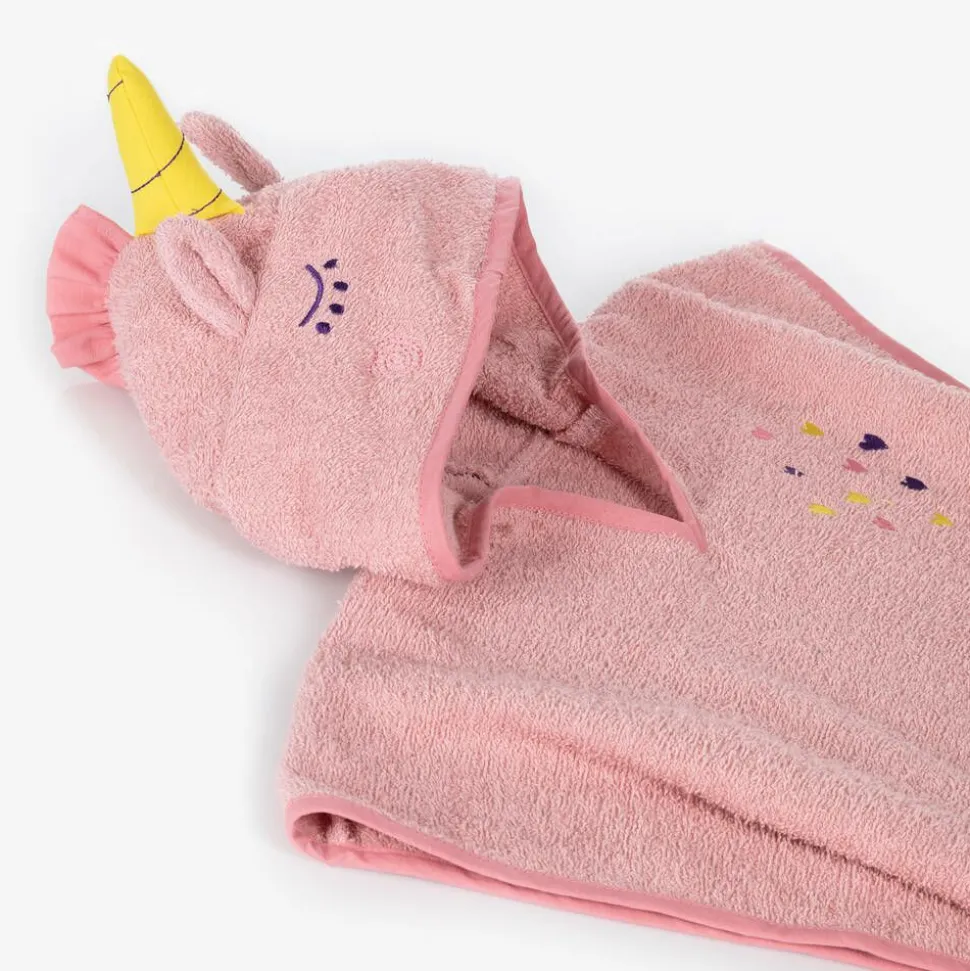 Girls Pink Cotton Poncho Towel