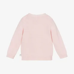 Girls Pink Cotton Rainbow Sweater