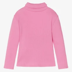 Girls Pink Cotton Roll Neck Top