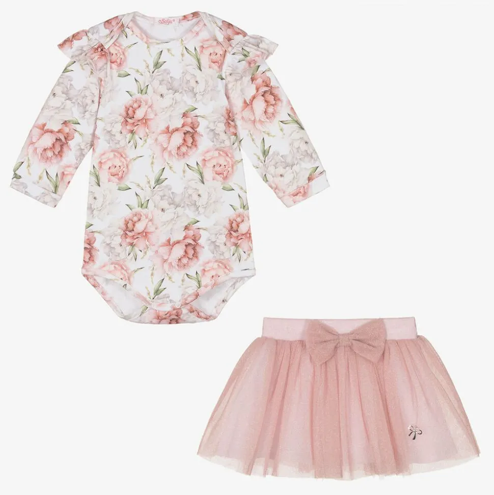 Girls Pink Cotton Skirt Set