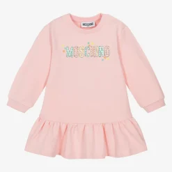 Girls Pink Cotton Sweatshirt Dress