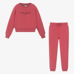 Girls Pink Cotton Tracksuit