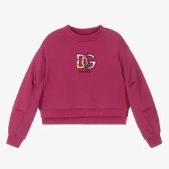 Girls Pink DG Cotton Sweatshirt