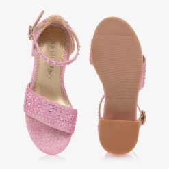 Girls Pink Diamanté Heeled Sandals