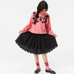 Girls Pink Embroidered Cotton Sweatshirt