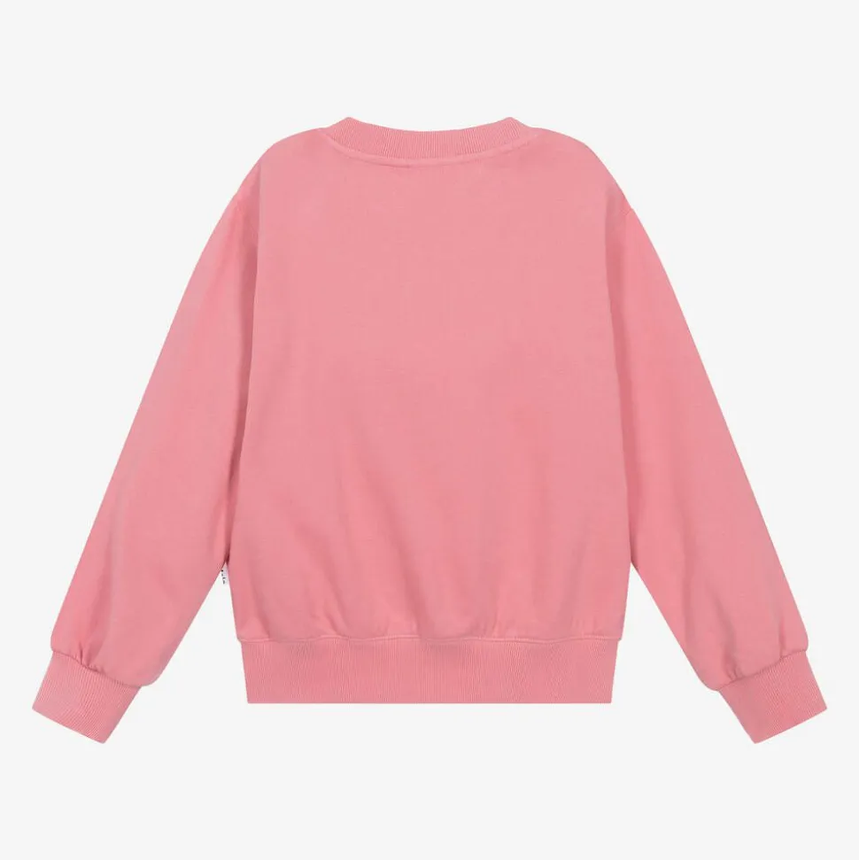 Girls Pink Embroidered Cotton Sweatshirt
