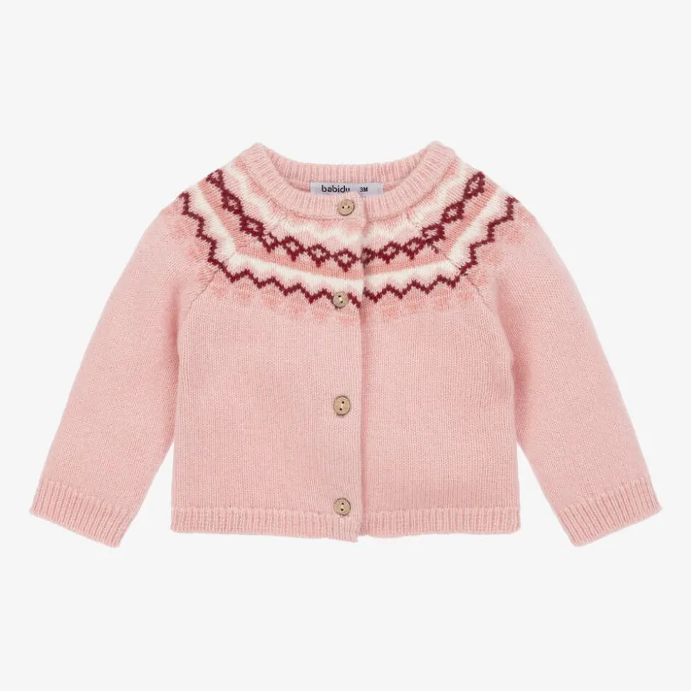Girls Pink Fair Isle Cardigan