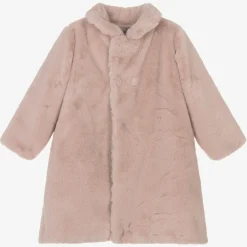 Girls Pink Faux Fur Coat