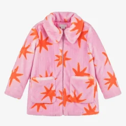 Girls Pink Faux Fur Cosmic Stars Coat