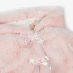 Girls Pink Faux Fur Hooded Coat
