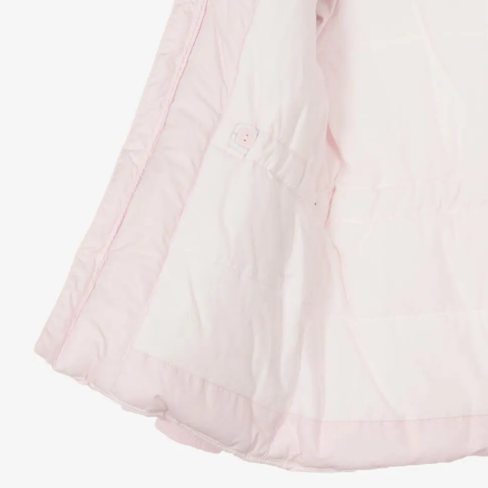 Girls Pink Faux Fur Hooded Jacket