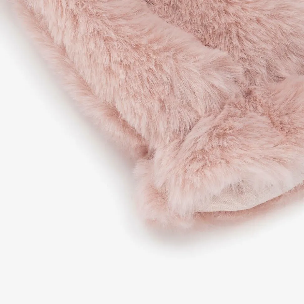 Girls Pink Faux Fur Mittens