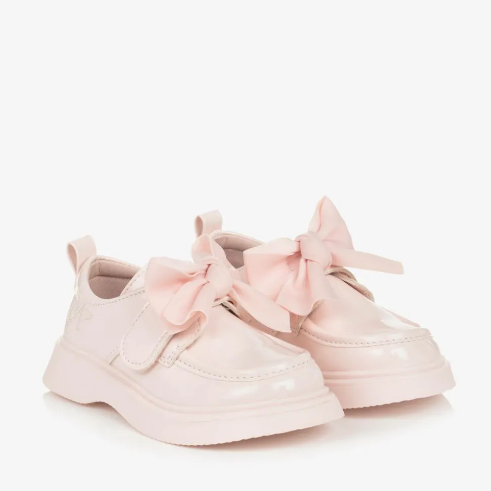 Girls Pink Faux Leather Patent Shoes