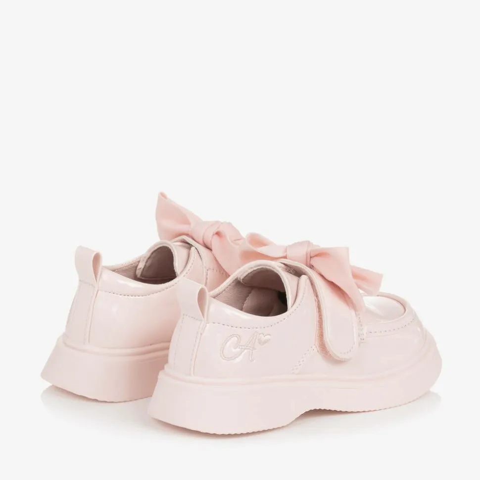 Girls Pink Faux Leather Patent Shoes