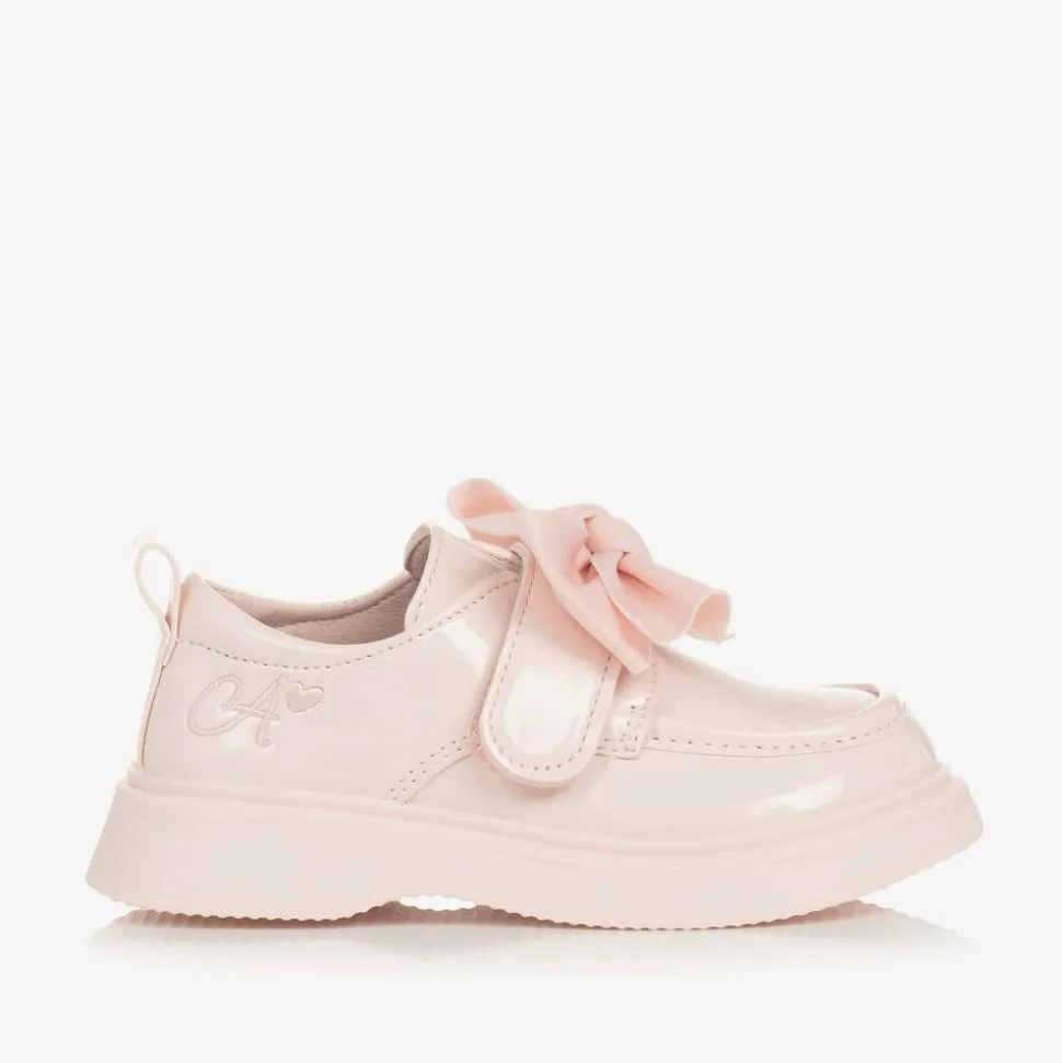 Girls Pink Faux Leather Patent Shoes