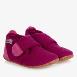 Girls Pink Felted Wool Slippers
