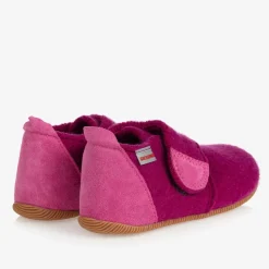 Girls Pink Felted Wool Slippers
