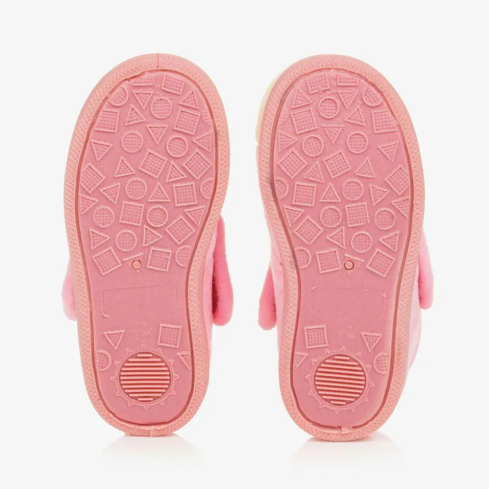 Girls Pink Fleece Cat Slippers