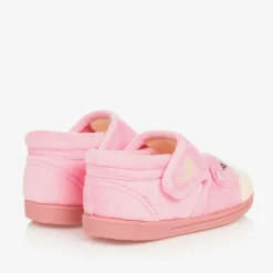 Girls Pink Fleece Cat Slippers