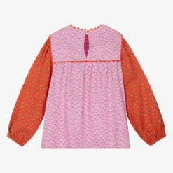 Girls Pink Flower Print Viscose Blouse