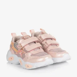 Girls Pink Glitter Light-Up Trainers