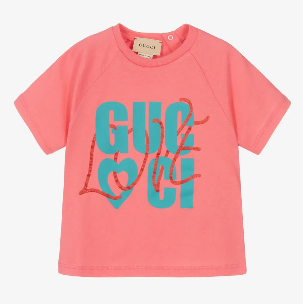 Girls Pink Gucci Love T-Shirt