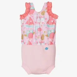 Girls Pink Happy Nappy Swimsuit (UPF50+)