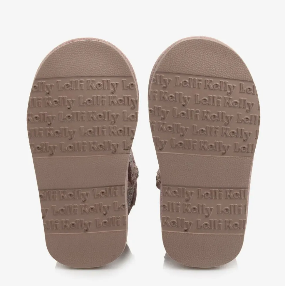 Girls Pink Heart & Diamanté Suede Boots