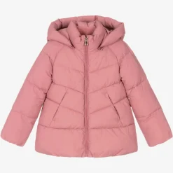 Girls Pink Hooded Puffer Coat